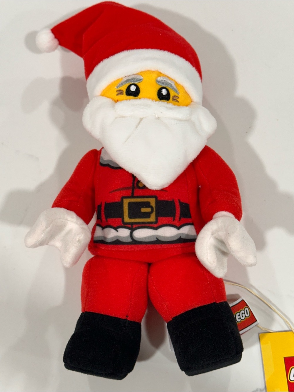 Lego Red and White Plush Santa with Yellow Face and Black Boots